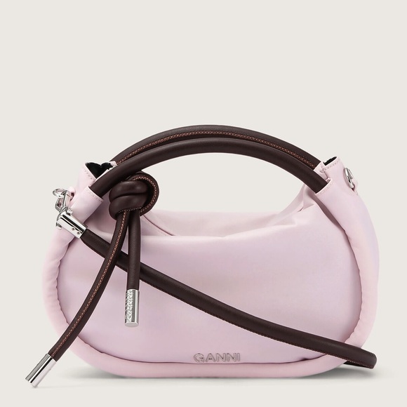 Ganni Handbags - Ganni Pink and Brown Knotted Handle Shoulder Bag